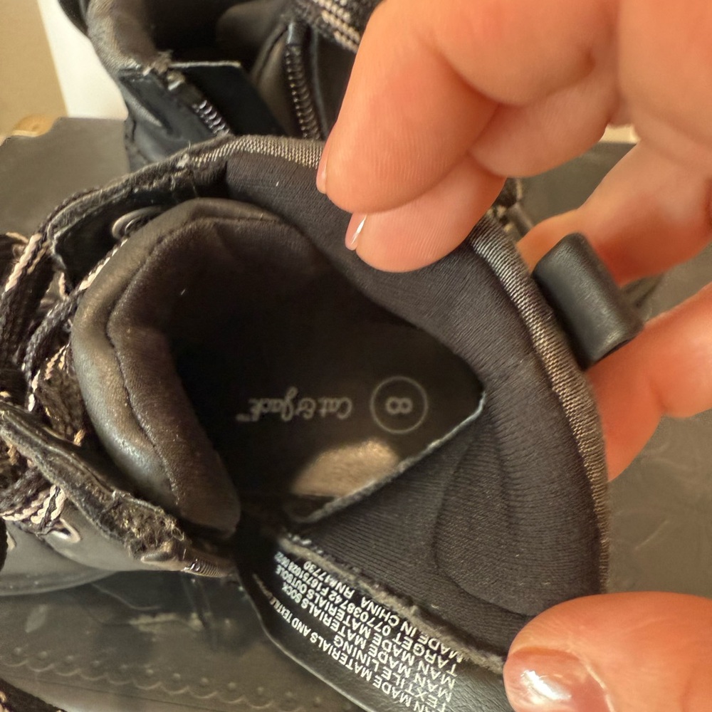 Cat & Jack Black Ankle Boots with Rugged Soles - Picture 4 of 4